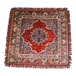 Vintage Oriental Silk Tapestry or Table Cover Central Medallion Style Sarouk For Sale