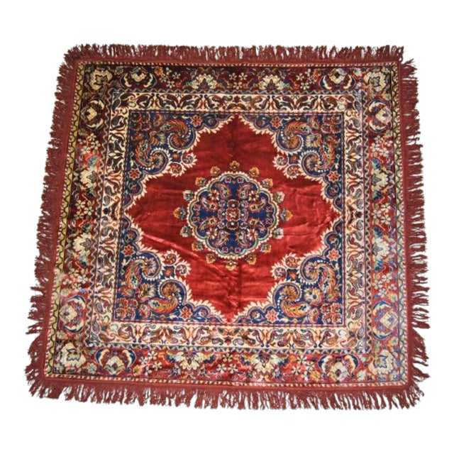 Vintage Oriental Silk Tapestry or Table Cover Central Medallion Style Sarouk For Sale