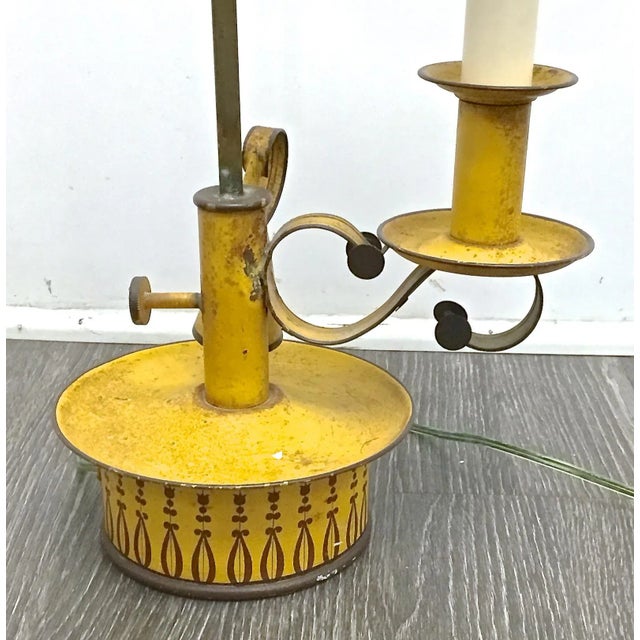 Metal Antique Tole Adjustable Bouillote Lamp For Sale - Image 7 of 8