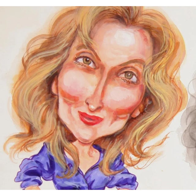 Artist: Marshall Goodman, American XXth Title: Meryl Streep and Cher Year: circa 1980 Medium: Watercolor on Paper, Signed...