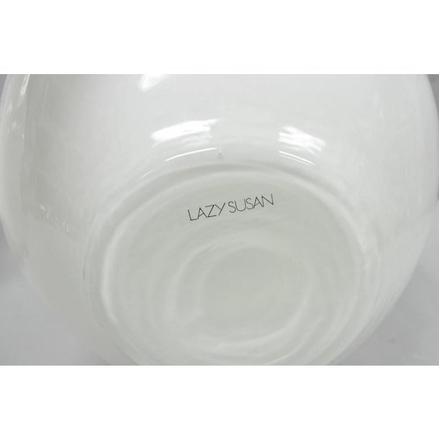 Decorative Modern White Bulbous Art Glass Vessel Vase by Lazy Susan - 2 Pc Set For Sale - Image 17 of 18
