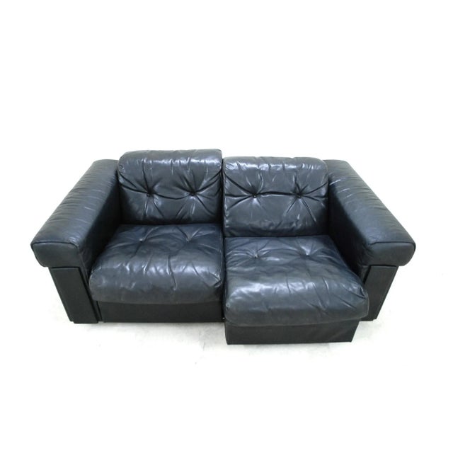 Black Leather Two-Seater Sofa from De Sede, 1970 For Sale - Image 15 of 18