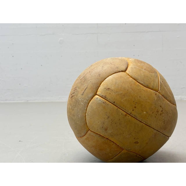 Beige Vintage Leather Medicine Ball, 1940s For Sale - Image 8 of 11