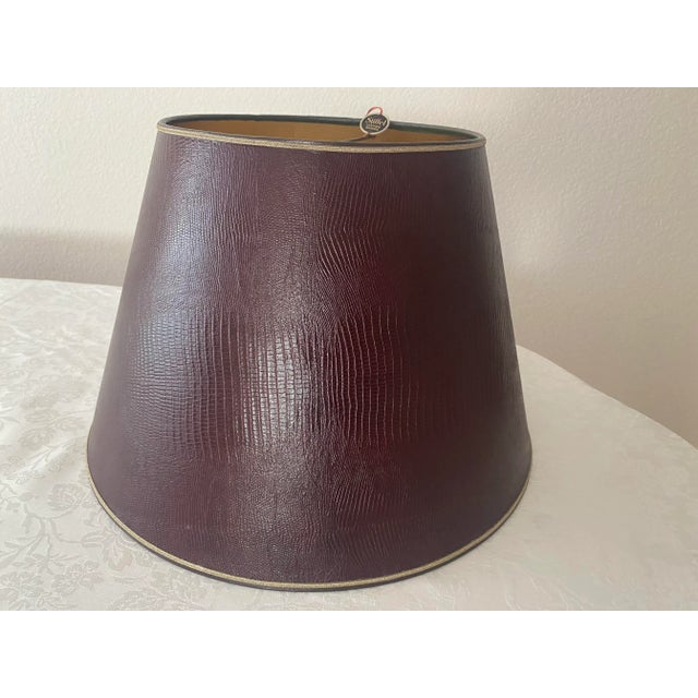 Stiffel Burgundy Leather Lamp Shade "Mint" Condition Vintage For Sale - Image 9 of 12