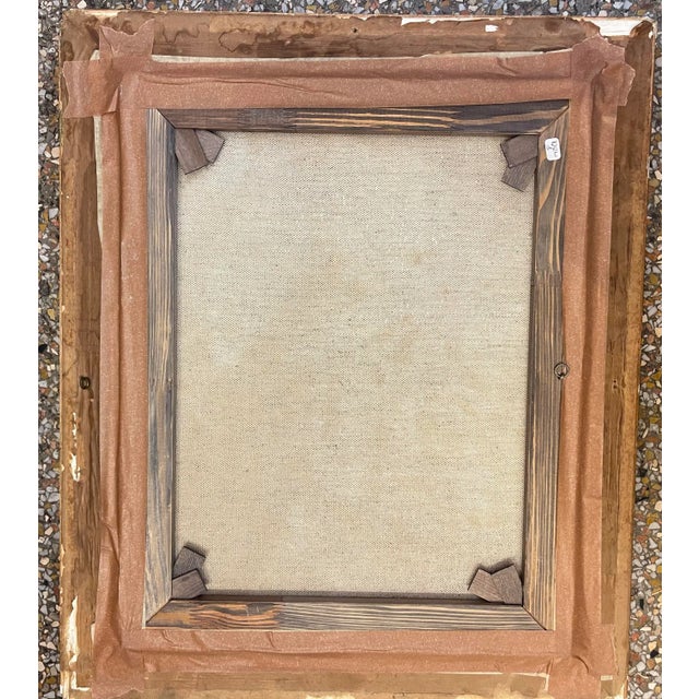 Goldenrod Oil Painting of a Naked Woman in a Mirror France 1960 For Sale - Image 8 of 8