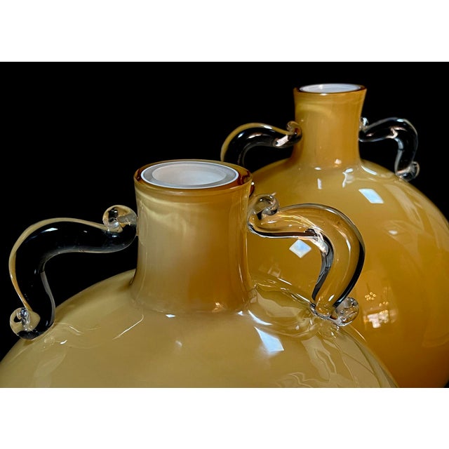 Massive Pair of Murano Hand-Blown Art Glass Double-Handled Urns For Sale In San Francisco - Image 6 of 10