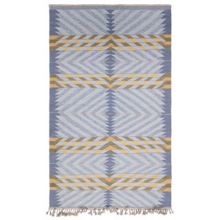 "Chevronn" Modern Flatweave Chevron Ivory Hand-Knotted Rug by Doris Leslie Blau For Sale
