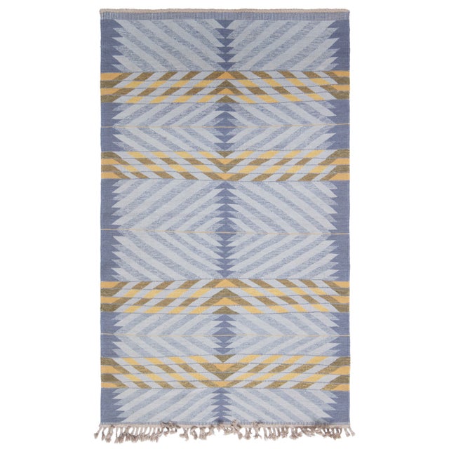 "Chevronn" Modern Flatweave Chevron Ivory Hand-Knotted Rug by Doris Leslie Blau For Sale