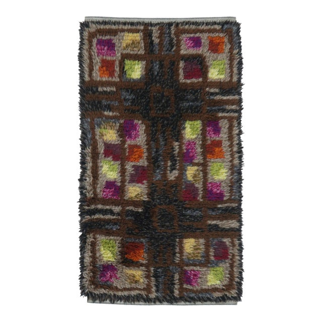 Vintage Swedish Rya Runner With Polychromatic Geometric Mosaic - Rug & Kilim For Sale