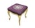 Early to mid 20th century vanity bench / stool. Off white painted cabriole legs; grape purple needlepoint seat embroidered...