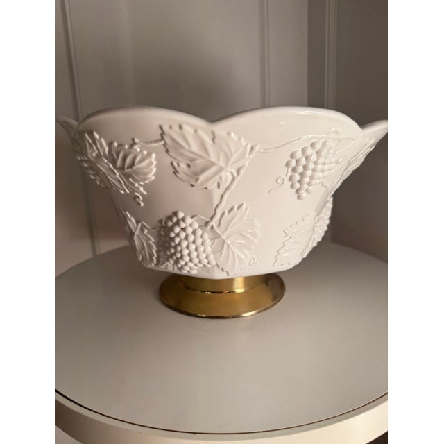 1950s 1950s Milk Glass Punch Bowl For Sale - Image 5 of 12