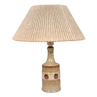 Søholm Stentøj, Dotted Table Lamp, Cream Glazed Stoneware, Denmark, 1960s For Sale