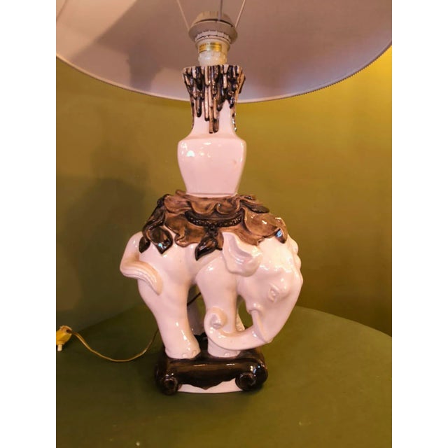 Mid-Century Modern Elephant Lamps with Lampshades, 1960s, Set of 2 For Sale - Image 3 of 8