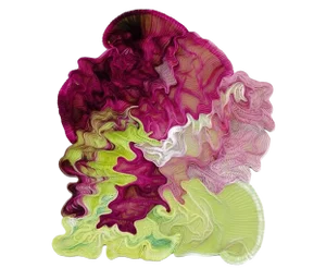 Hand Dyed and Pleated Artwork in Silk by Diana Bitar
