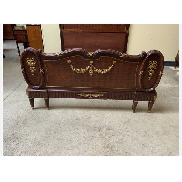 Brown Antique Art Nouveau Ornate Bed in Fire-Gilt Bronze, 1900 For Sale - Image 8 of 10
