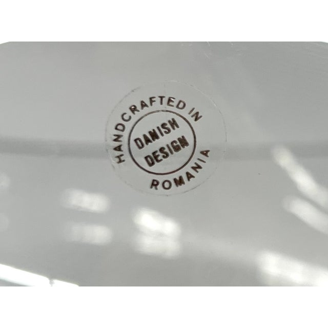 Glass 1980s Danish Design Handcrafted Glass Bowl With Decorative Hand Etched Base – Made in Romania For Sale - Image 7 of 8