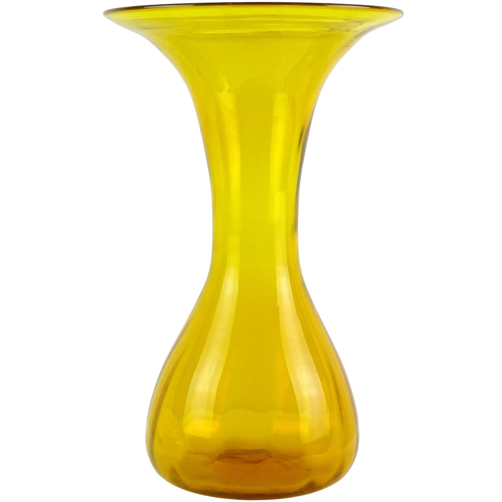 Vintage Large Art Glass Golden Yellow Orange Decorative Flared Rim ...