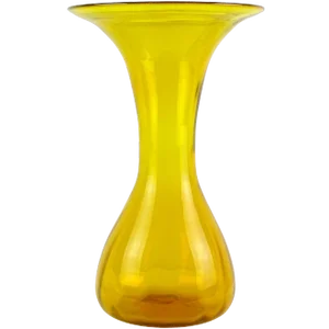 Vintage Large Art Glass Golden Yellow Orange Decorative Flared Rim Flower Vase