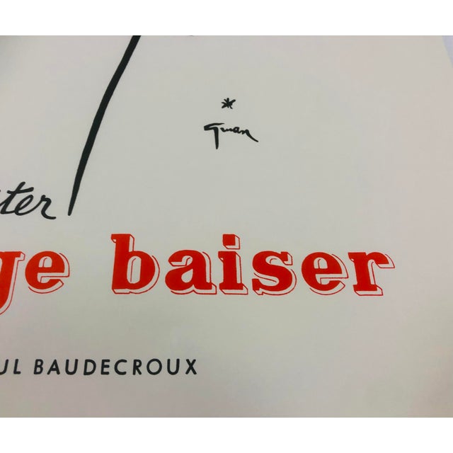 Original Vintage Le Rouge Baiser Offset Lithograph Poster Linen Backed on Canvas by René Gruau, 1970s For Sale - Image 12 of 18