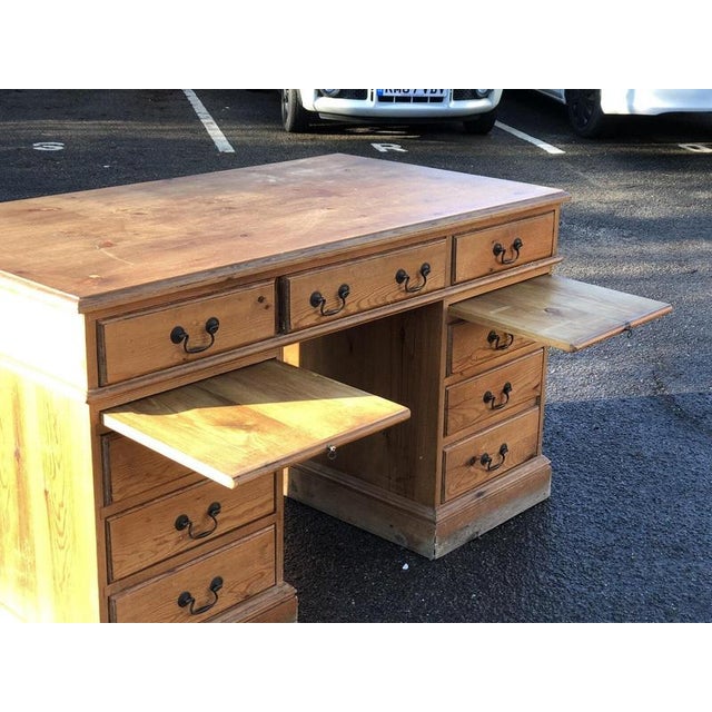 Large Pine Pedestal Desk For Sale - Image 9 of 12
