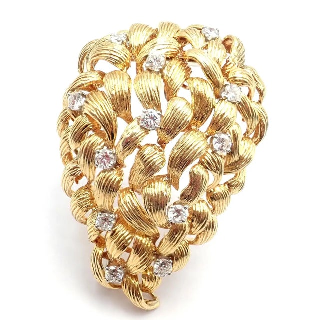 18k Yellow Gold Diamond Large Pin Brooch by David Webb. Details: Metal: 18k Yellow Gold Stones: With 12 round brilliant...