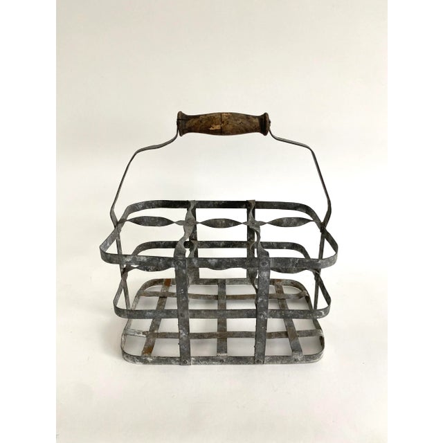 Metal 1930s French Wine Bottle Carrier 6- Pack For Sale - Image 7 of 9