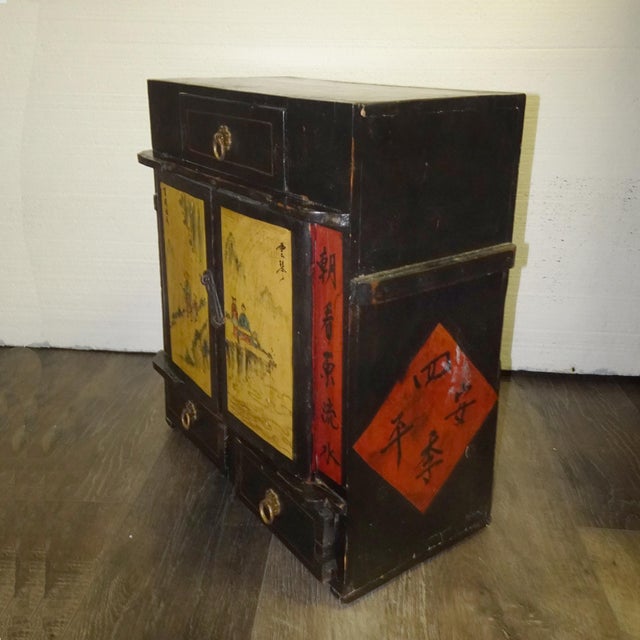 Asian Antique Small Mongolian Chest With Drawers Oriental Asian Style Signed For Sale - Image 3 of 14