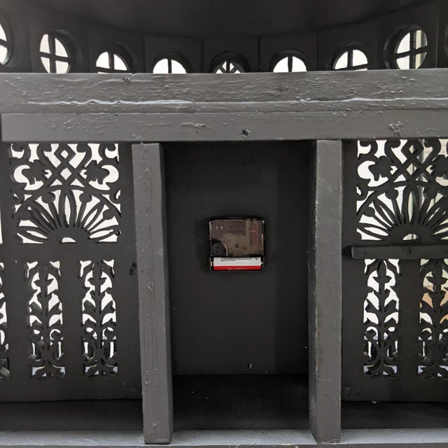 Black Large Temple Shaped Clock For Sale - Image 8 of 12