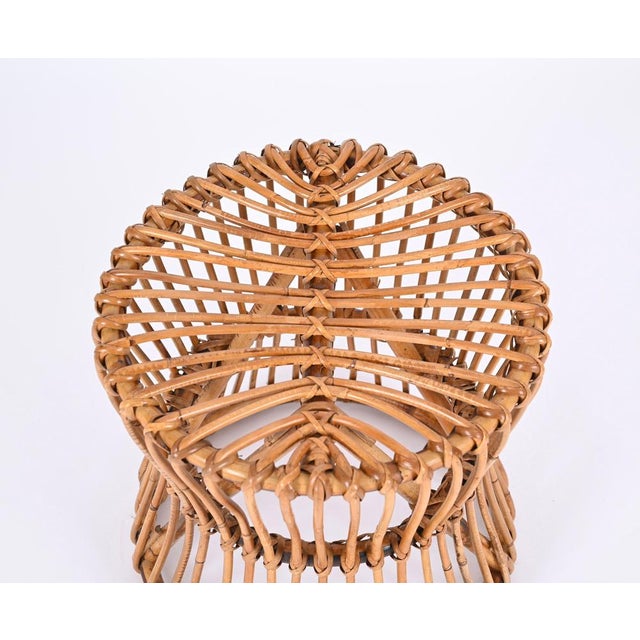 Mid-Century Italian Bamboo and Rattan Stool from BBB Boncina, 1960s For Sale - Image 12 of 15