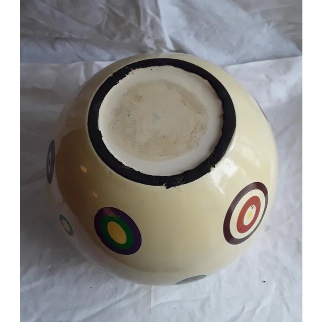 Vintage Round Ceramic Vase with Colored Op Art Decor, 1970s For Sale - Image 4 of 5