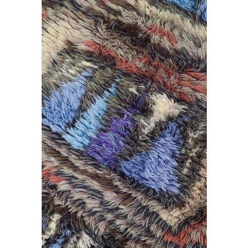 Scandinavian Blue, Purple, Brown and Beige Rya Wall Hanging, 1960s For Sale - Image 3 of 6