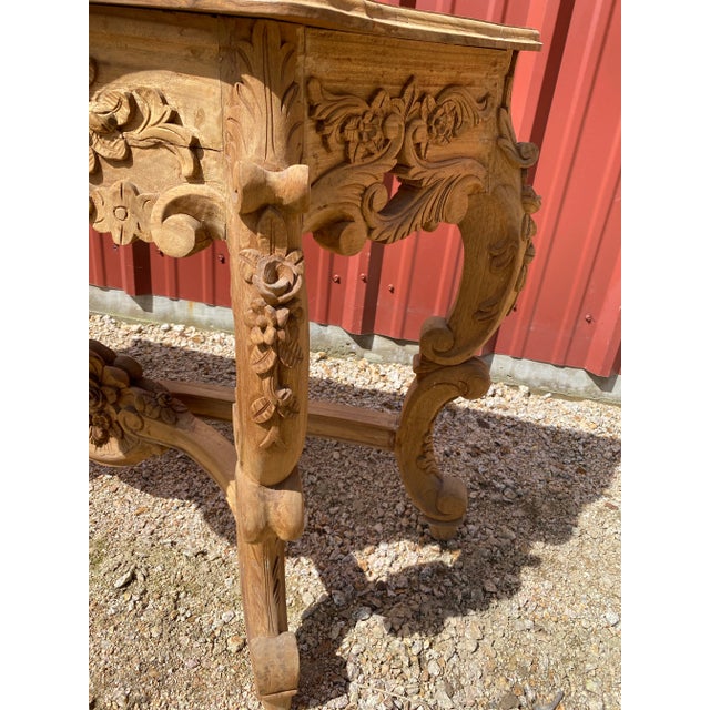 Wood Mid 20th Century Hand Carved Wood Console Table For Sale - Image 7 of 12