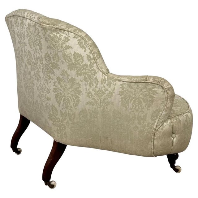 Antique 19th Century English Victorian Mahogany Button-Back Settee For Sale - Image 6 of 11