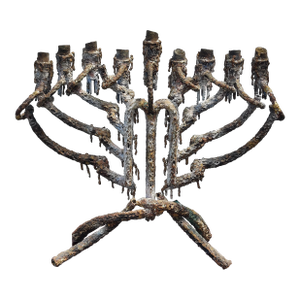 Chaim Hendin Welded Menorah Judaica Jewish Brutalist Candelabra Sculpture 1980s