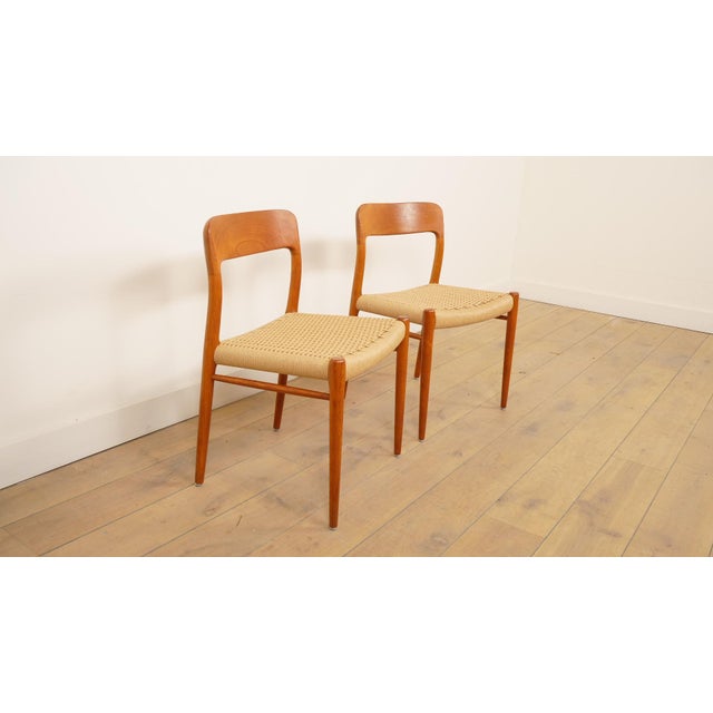 1960s Vintage Model 75 Dining Chairs in Teak by Niels Otto Moller for J.L. Møllers, 1960s, Set of 2 For Sale - Image 5 of 12