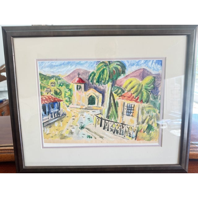 Signed by Guillermo Acevedo, C1948 Framed With Matting,. Pristine Early Peruvian Painting For Sale In San Diego - Image 6 of 8