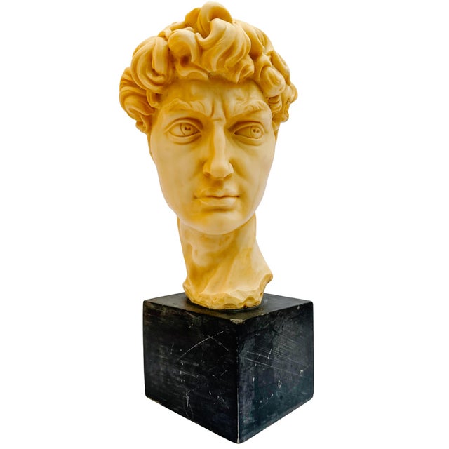 Mid-Century Italian Michelangelo’s David Bust Sculpture on Stone Plinth Base by Santini For Sale - Image 10 of 10