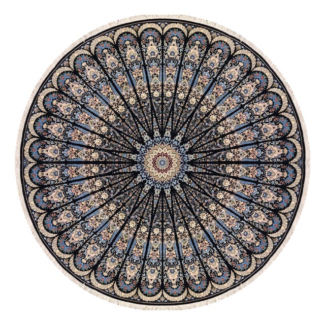 Hand-Knotted Wool and Silk Nain Rug For Sale