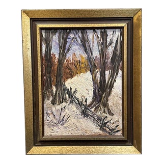 Suzanne Roussil Listed Canadian Artist Impasto Winter Landscape Oil Painting For Sale