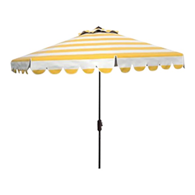 Outdoor Maui Single Scallop Striped 9ft Crank Push Button Tilt Umbrella - Orange For Sale