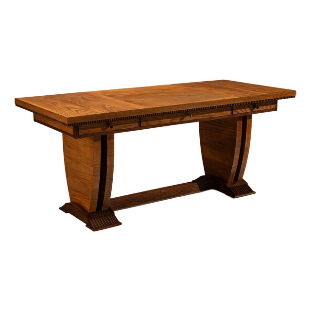 Desk in Ash Veneer and Dark Stained Details by Pier Luigi Colli, Italy, 1930s For Sale