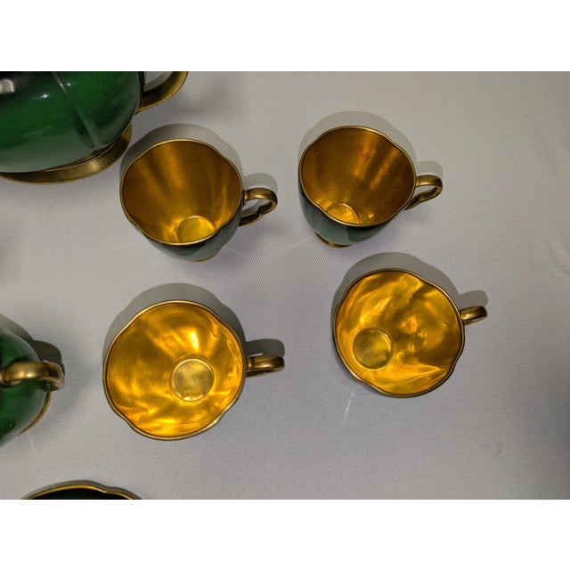Carlton Ware Vintage Carlton Ware "Vert Royale" English Tea & Coffee Service for Six – Emerald Green & Gilt, 15 Pieces For Sale - Image 4 of 10