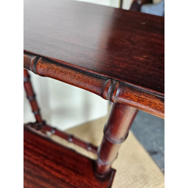 Chinoiserie Stylish Mahogany Bamboo Turned Library Steps For Sale - Image 3 of 4