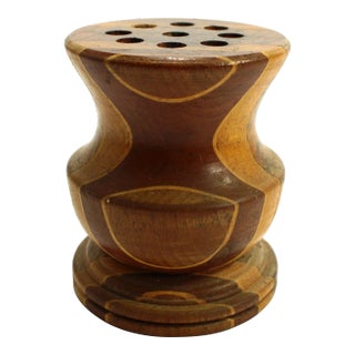 19th / 20th Century Segmented Turned Wood Treen Ware Hat Pin Holder For Sale