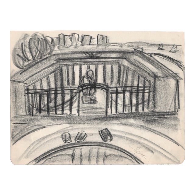 1950s Virginia Spencer San Francisco Landscape Drawing For Sale
