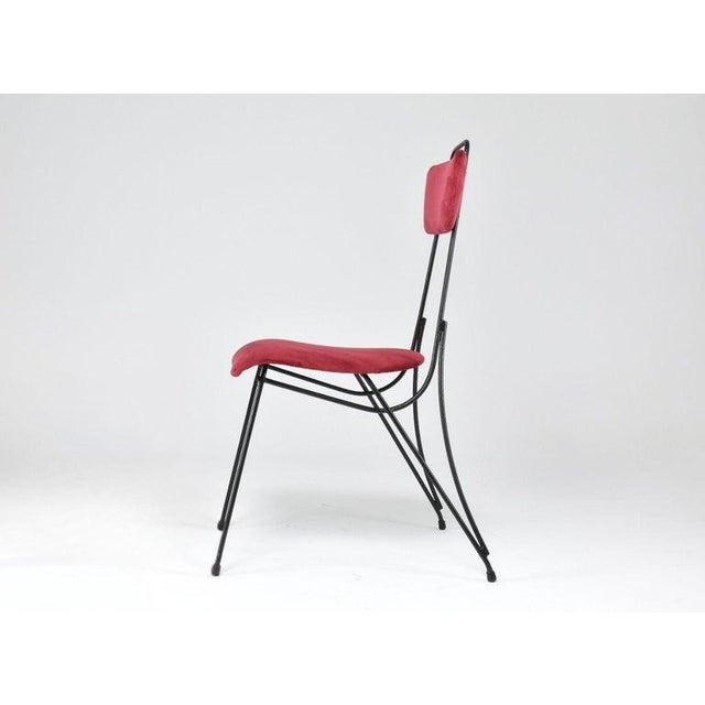 Mid-Century Modern French Midcentury Metal and Velvet Chair, 1950s For Sale - Image 3 of 12