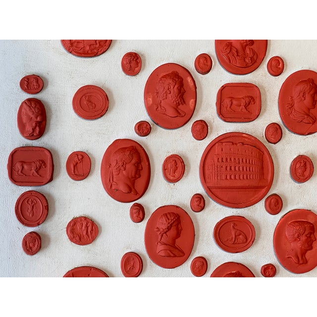 Set of Three Grand Tour Neoclassical Vintage Red Plaster Cast Waxed Intaglio Arrangements For Sale - Image 12 of 12