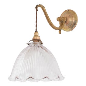 Vintage Reclaimed Glass Wall Light from Holophane, 1950s For Sale