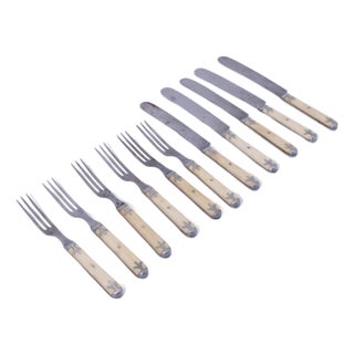 Set of Bone Handle Knives & Forks By. J. Russel Company For Sale