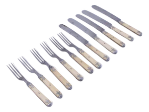 Set of Bone Handle Knives & Forks By. J. Russel Company